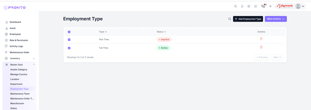 Employment Type List