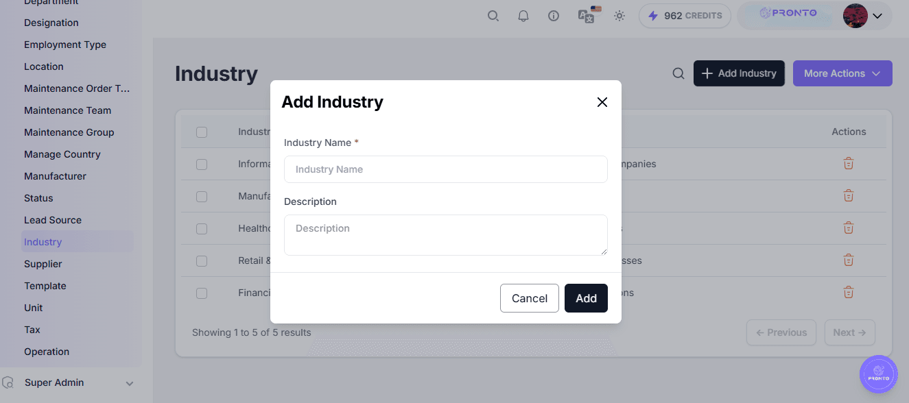 Add Industry Form