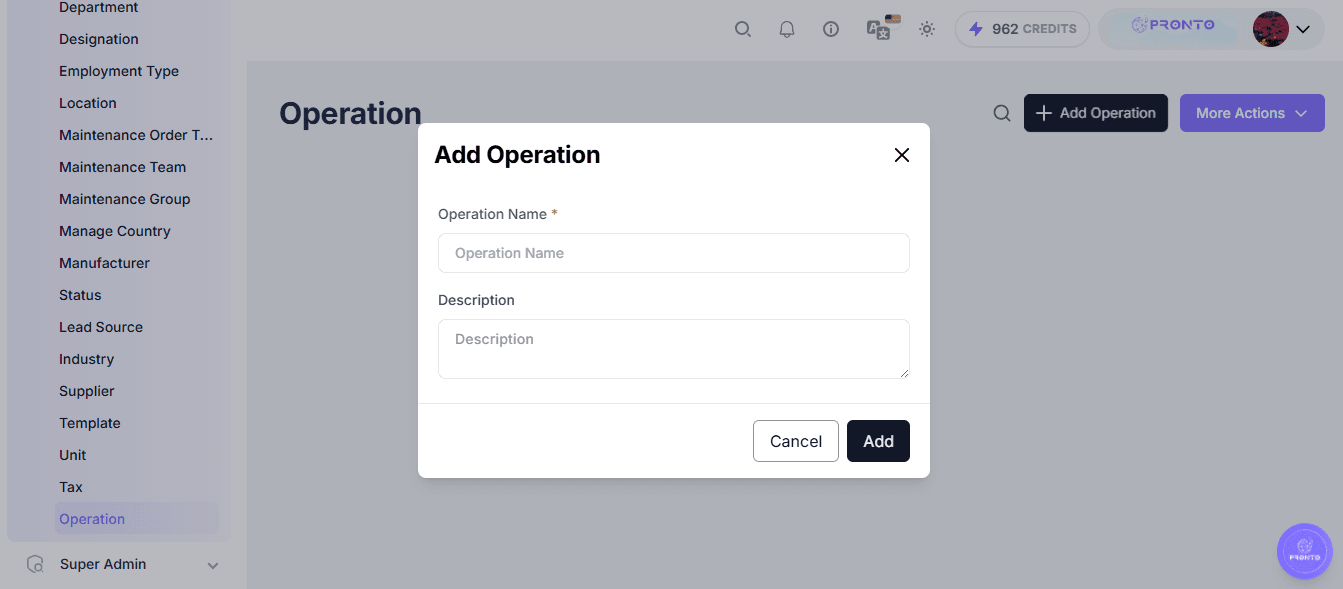 Add Operation Form