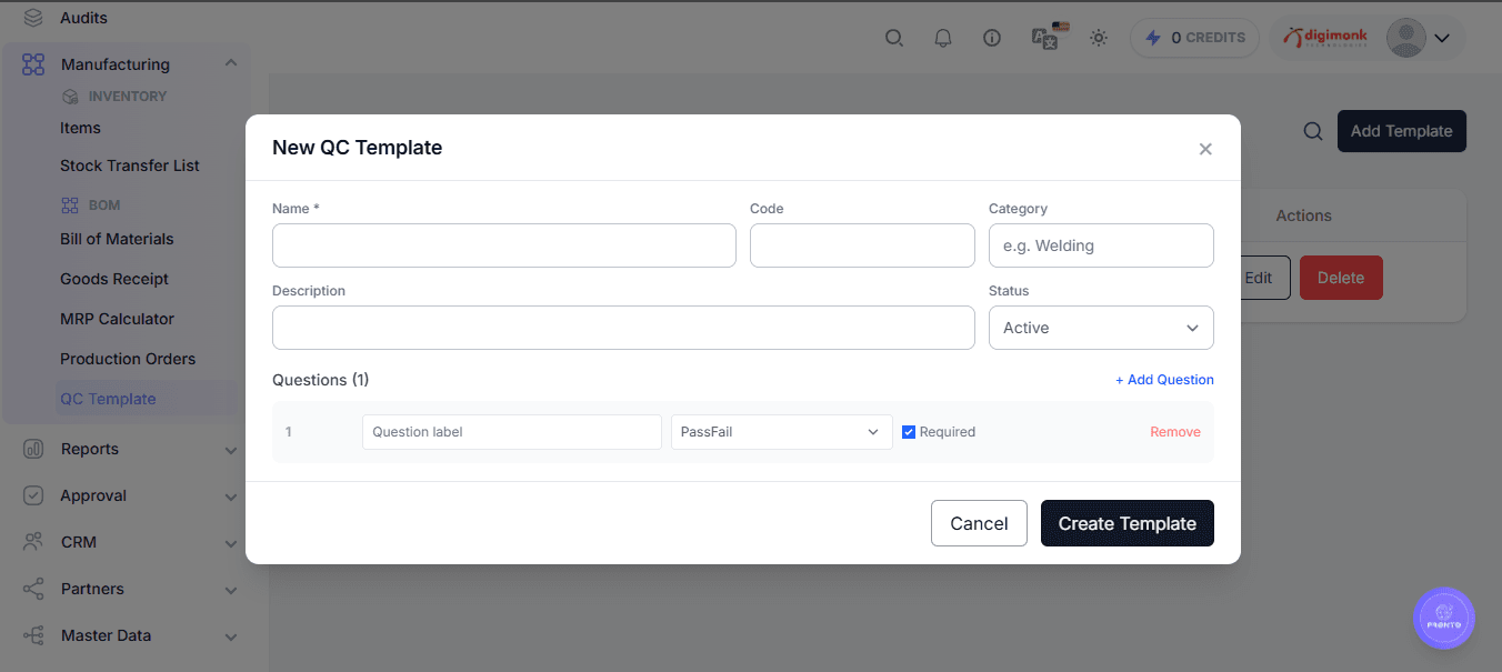 Add QC Template Form