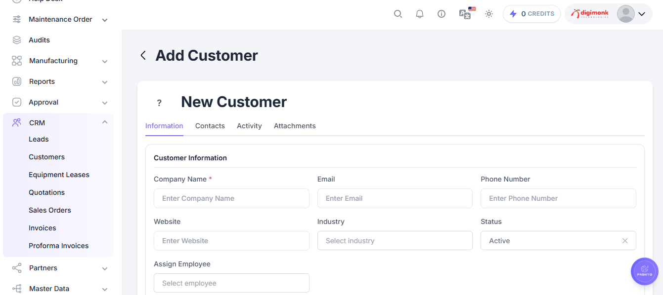 Add Customer Form