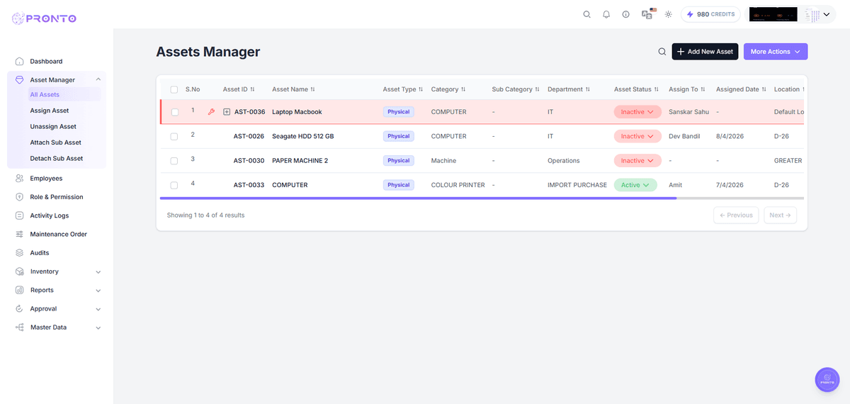 View Asset Page