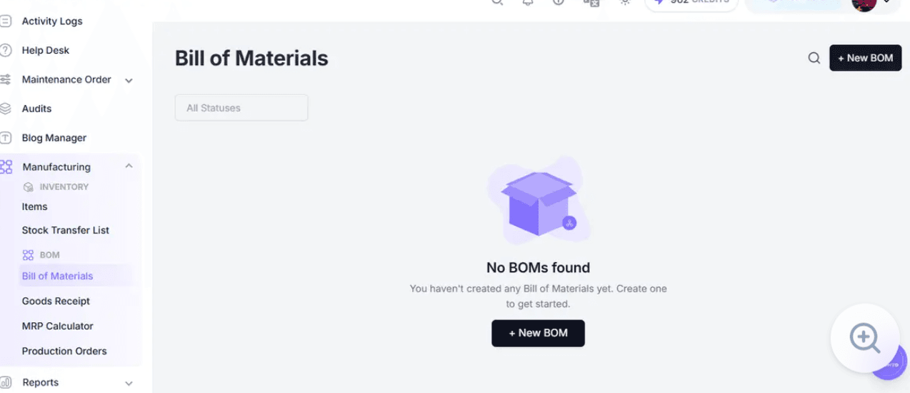 Bill of Materials Empty State