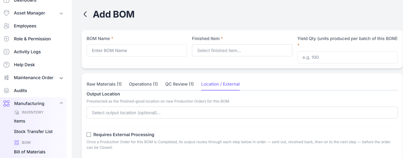 Location and External Processing