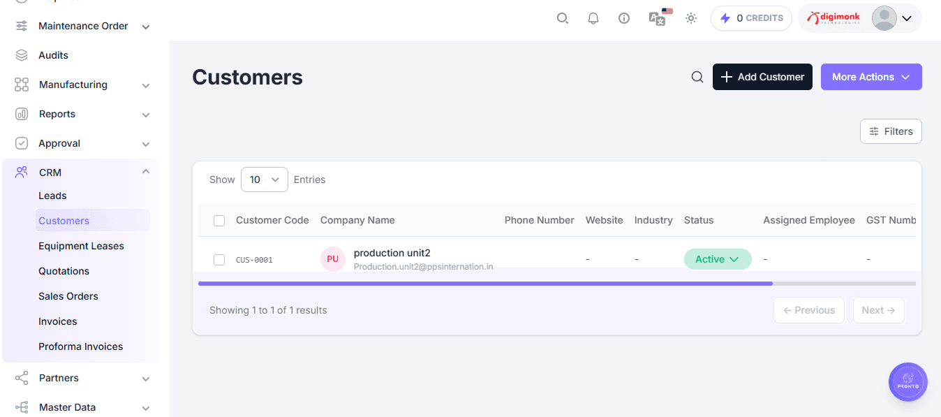 Customers Page