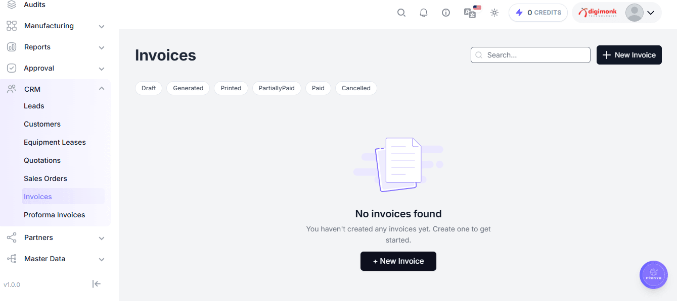 Invoices Page