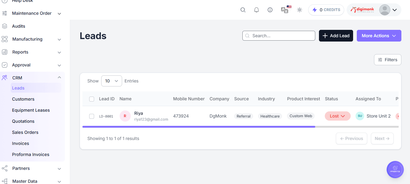 Leads Page
