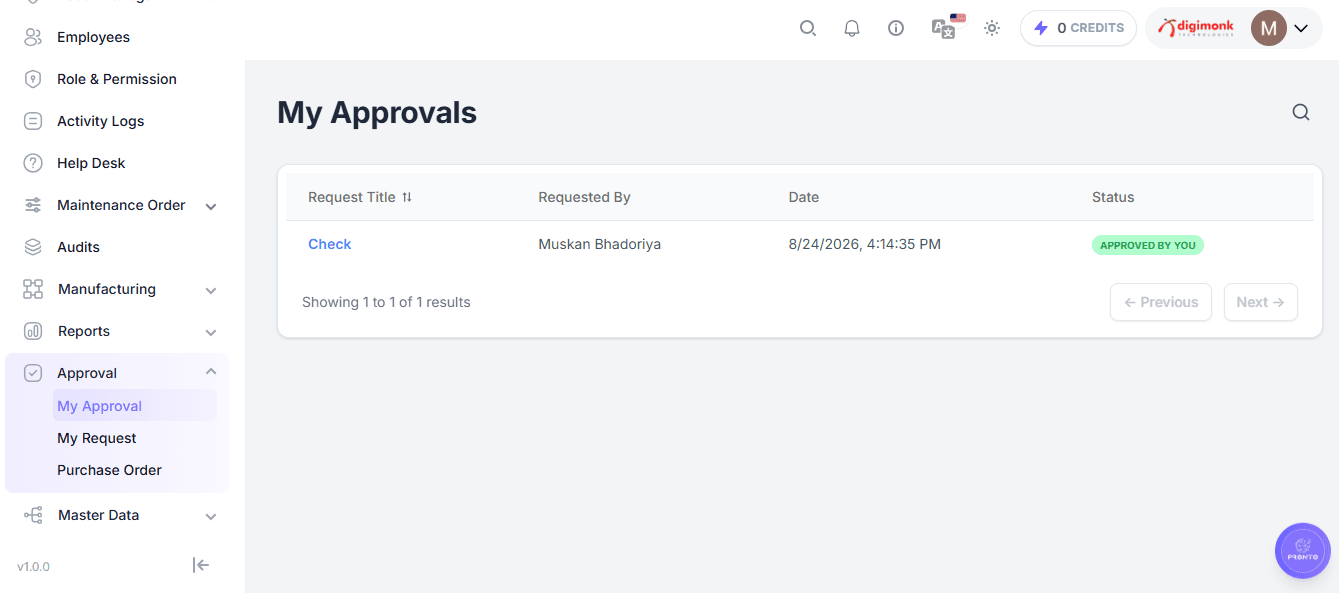My Approval Page