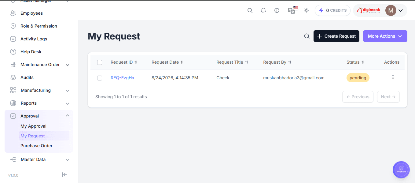 My Request Page