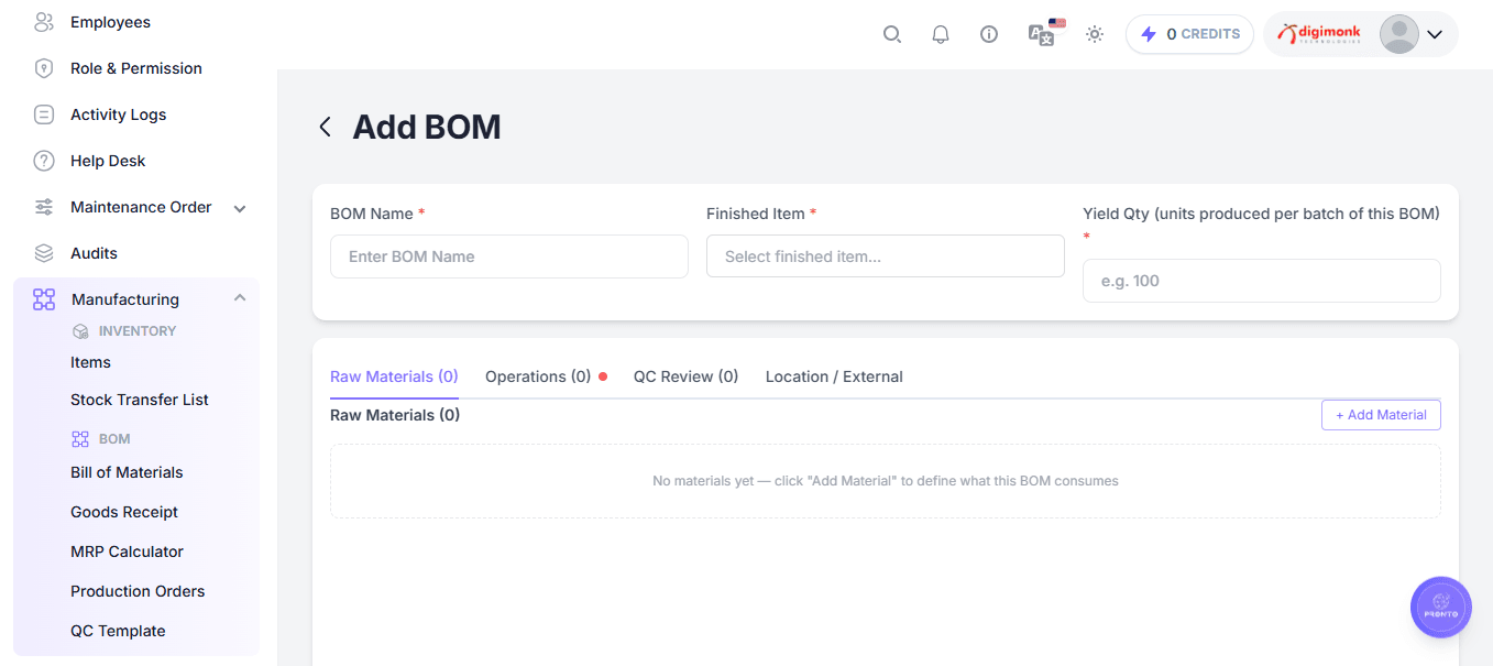 Add BOM Form