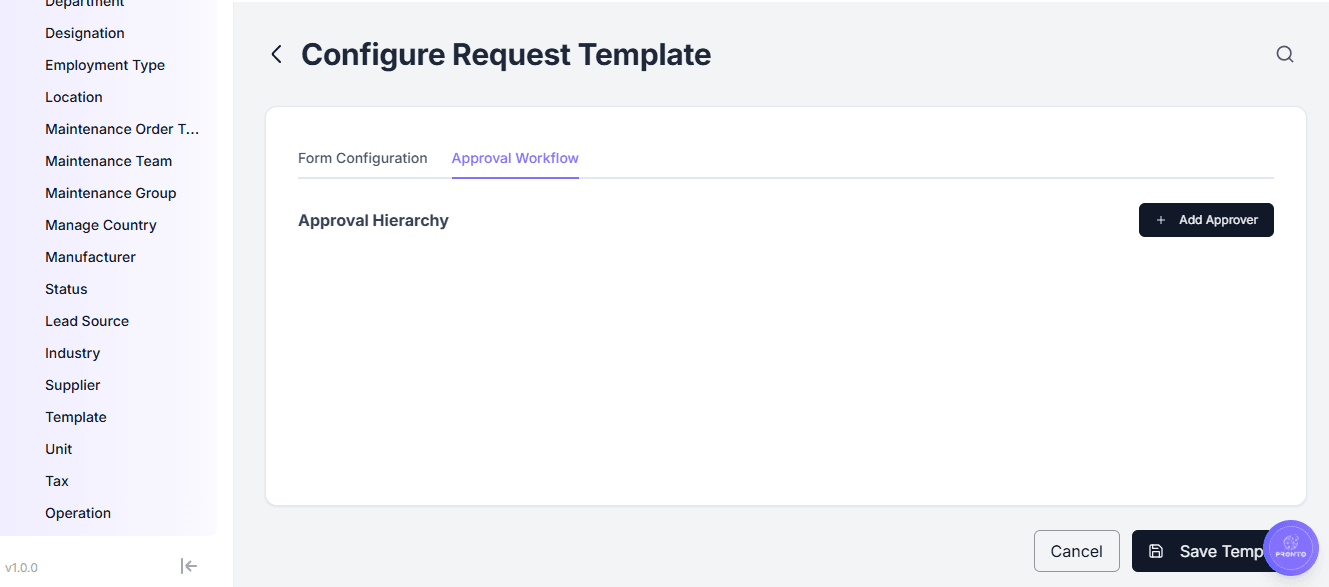 Request Template Approval Workflow