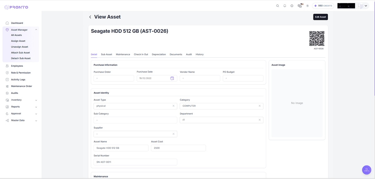 View Asset Page
