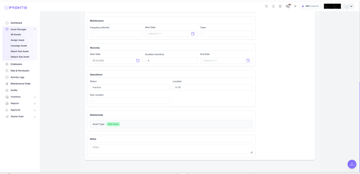View Asset Page